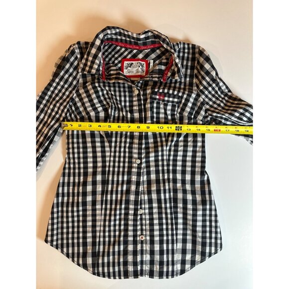 Guess Jeans Womens Black & White Gingham Long Sleeve Button-Up Shirt - Picture 7 of 10